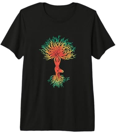 Yoga Posa Donne Radici Albero Maglietta Premium