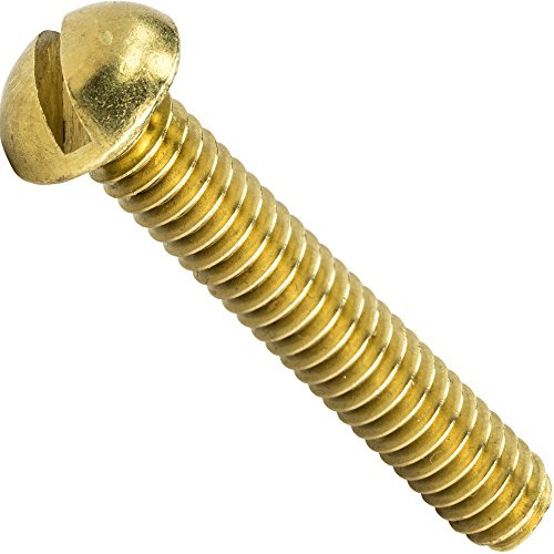 8-32 x 1/2 Round Head Machine Screws, Slotted Drive, Solid Brass Grade 360, Full Thread, Plain Finish, Machine Thread, Quantity 50