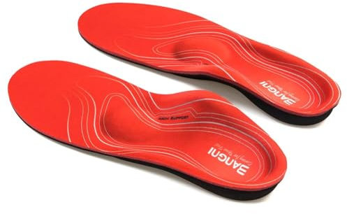 3ANGNI orthotic Insole High Arch Foot Support Soft Medical Functional insoles, Flat Feet,Plantar Fasciitis,Feet Pain, Foot Valgus For Unisex, Red, Mens 9-9 1/2 | Womens 11-11 1/2(11.02 Inches)(280MM)