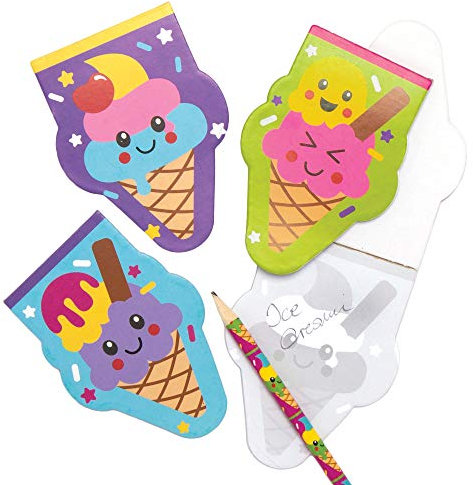 Baker Ross Eiscreme-Notizblöcke, für Kinder-Partytaschen und kleines Spielzeug für Kinder (Packung mit 12)