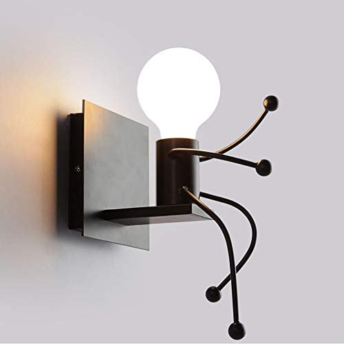 E27 Creative Appliques murales Petit homme de fer Lampe Applique Murale Moderne, Conception De Bande Dessinée D'enfants,Couloir,Chambre,Cuisine,Bar,Café,Restaurant