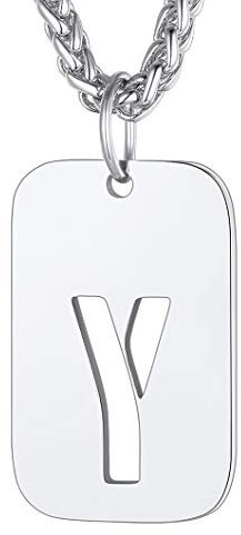 Richsteel vergoldeter Alphabet Y Anhänger Herren Damen Dog Tag Anhänger mit Weizenkette für Paar Pärchen