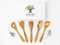 SOLTAKO Ustensiles de Cuisine - Cuillères, Spatules et Palettes Bois d’Olivier - Cuillères de Cuisine en Bois d’Olivier Brut - Spatules, Couvert à Salade, Fourchette, Cuillère à Riz 30cm