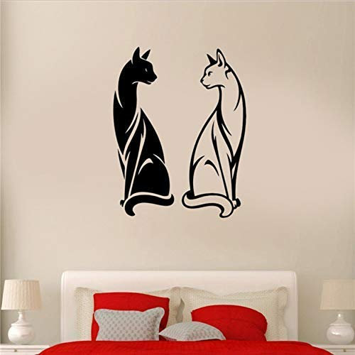 Mode Tier Wandtattoo Katze Haustier Tier Schwarz-Weiß-Paar Yin Yan Vinyl Aufkleber 44X70Cm