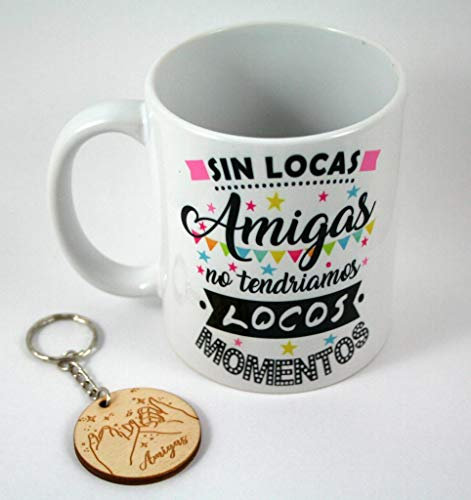 Taza ceramica con llaver, ideal para regalo AMIGAS