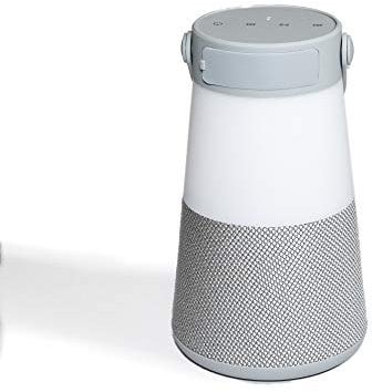 VR7 Bluetooth speaker and LED light Lantern Built In Wireless Speakerphone, Aux In Port, USB Charging Silver (Silver, 17cm)