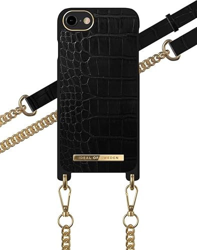 IDEAL OF SWEDEN IDNCSS20-I7-207 - Phone Necklace Case - Jet Black Croco - für Apple iPhone 6(S), Apple iPhone 7, Apple iPhone 8, Apple iPhone SE (2020)