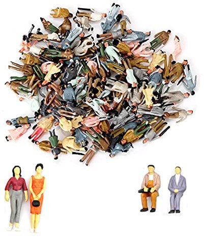 Silent-Qiaoyou 100 Pieces Mini Person Figurine,H0 Figuren,Modellbau Figuren,Hand-Painted Tiny Passengers Statue,Sand Table Model People,for Miniature Scenes, Train, Railway, Sand Table, Scale 1:87