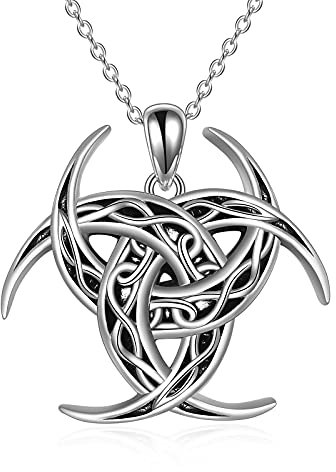 YAFEINI Triple Odin Hörner Kette 925 Sterling Silber Wikinger Halskette Keltischer Knoten Halskette Wikinger Schmuck Herren Amulett Schutz Schmuck
