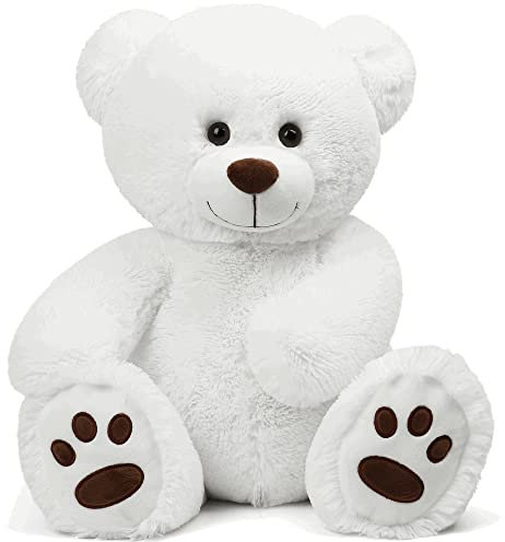 LotFancy Teddybär Kuscheltier 50cm, Plüschtier Stofftier Teddy, Süßes Geschenk für Kinder Mädchen Freundin, Geburtstag, Valentinstag, Schwarz, Weiß