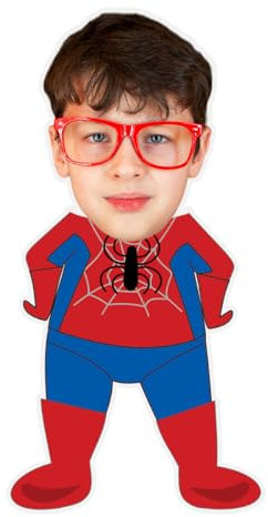 ASSIALL Personalisiertes Gesicht Mini Me Kissen Benutzerdefinierte Puppenförmige Fotokissen 3D Duplex Druck Sofa Auto Poly Baumwolle Dekokissen Home Ornament Plüschtier Geschenk (Spiderman), 20cm
