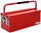DURHAND Cassetta Porta Attrezzi in Acciaio Pieghevole con 5 Vassoi, Valigetta Porta Attrezzi 56x20x41 cm, Rosso
