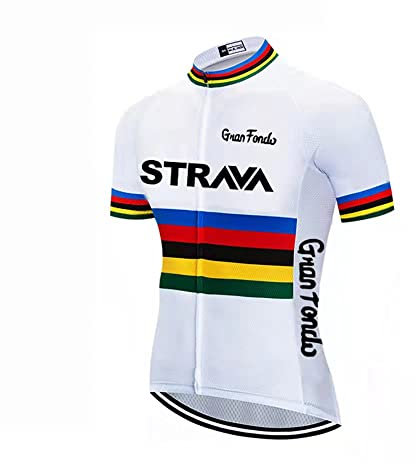 X-CQREG Completo da ciclismo da uomo, con pettorina e pantaloncini, per mountain bike, anti-UV, abbigliamento uniforme da corsa, Maglia Bianca, XL