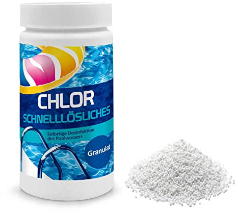 Chlorgranulat für Pool 1 kg - Schockchlorung Pool - Desinfektion Chlorung Pool - Pool Chemie - Pflege für Schwimmbad