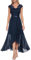 Bbonlinedress Robe Cocktail Femme Pin Up Baptême Guinguette Mariage Invité Bal de Promo Anniversaire Cérémonie Longue Navy M-1