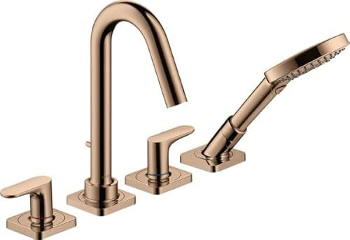 hansgrohe AXOR Citterio M 4-Loch Wannenrandarmatur mit Hebelgriffen und Rosetten, 34444300, Farbe: Polished Red Gold