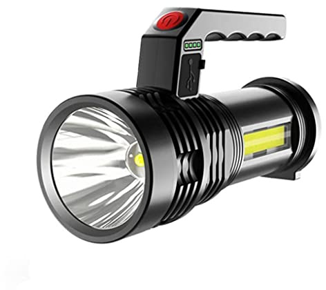 Hilai Standard Torches, LED Torch Rechargeable Flashlight Camping Torch Portable Searchlight Torch USB Charge P50 Waterproof Spotlight for Fishing Light Lantern Black
