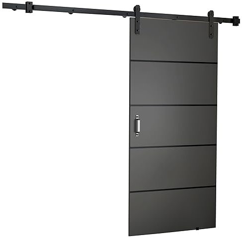 KIER FURNITURE Türen LORNI 90 Moderne Schiebetüren - Wandschiebetür - Universal Links und Rechts - Metallschiebesystem - Robust, Haltbar - Stabil, Langlebig - Graphit B96xH205xT1,6 cm