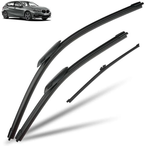 Escobillas limpiaparabrisas compatible con BMW Serie 1 F40 2019 2020 2021 2022 2023 Parabrisas trasero delantero Cepillos for ventana Accesorios for automóviles (Color : Front Rear, Size : LHD)