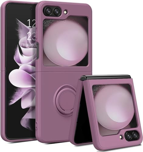 YINLAI Coque pour Samsung Galaxy Z Flip 5 5G Étui Silicone Protection Résistant Housse de Téléphone avec Anneau Rotatif Case Antichoc Anti-Rayure pour Samsung Galaxy Z Flip 5 - Violet