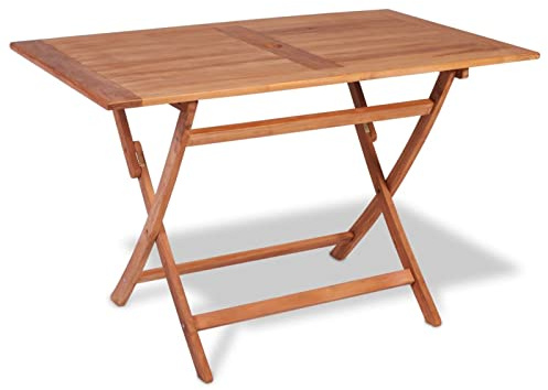 BaraSh Klappbarer Gartentisch 120x70x75 cm Balkontisch Wetterfest Esstisch Klappbarer Balkon Tisch Outdoor Tisch Wetterfest Klappbarer Tisch Teak Massivholz