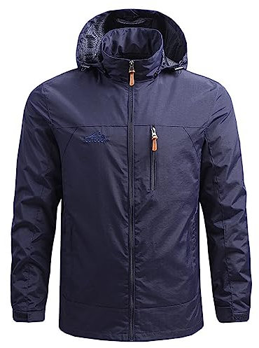 2023 Veste Imperméable pour Hommes Grande Taille avec Capuche Veste Coupe-Vent Fermeture Zippée Extérieur Randonnée Veste De Pluie Respirant Sport Poches pour Cyclisme Voyages Camping Pêche Vélo