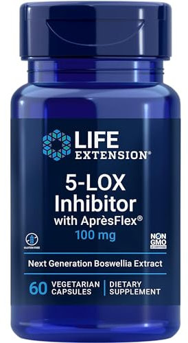 Life Extension, 5-LOX Inhibitor avec Après Flex, Extrait d'Encens, avec 20% d'AKBA, Haute Dosé, 60 Capsules végétaliennes, Sans Gluten, Végétarien, Sans Soja, Sans OGM