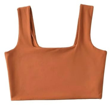 Grundlegende, einfarbige Hosenträger, europäische und amerikanische, hoch taillierte, ultrakurze I-förmige Weste, sportliches, enges Oberteil für Damen-Orange-L