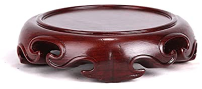 Wooden Vase Aquarium Redwood Round Carved Base, Wood Bracket for Potted Strange Stone Buddha Statue, 1.37 Inches High Display Stand Base (Size : X-Large) ( )