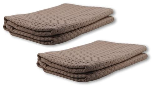 AGA.PIE 2er Set Bambus Lyocell Badetücher - Beige, 70x140 cm, Bio Oeko-Tex 100, mit Bio Baumwolle, Nachhaltig, Waffelpique - Handtücher, Badehandtücher, Duschhandtücher, Duschtuch - 2 Stück