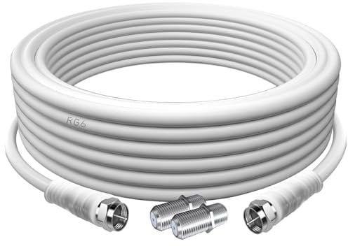 TUOLNK RG6 Cavo antenna TV da F maschio a F maschio RG6 Cavo coassiale con connettore di compressione F femmina 75 Ohm, per decoder via cavo, TV, satellite, router digitale 16,4 piedi (5M)