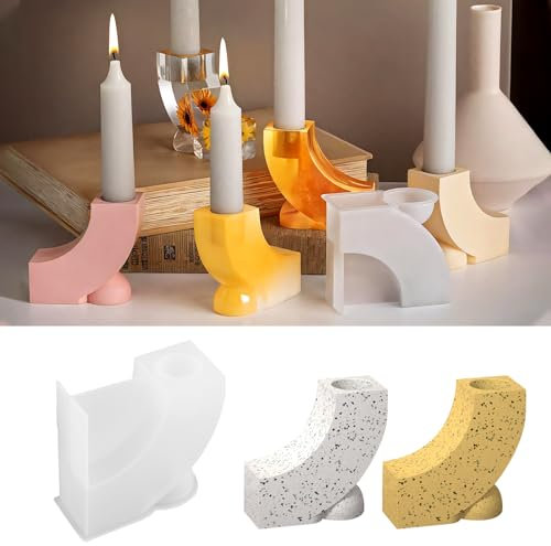 WIKIMO Silikonform Kerzenhalter, 3D Epoxidharz Formen Silikon für DIY Gießformen Kerzenhalter, Silikonformen Beton Gießform für Sojawachs Kerzen, Seife, Gips, Handwerk