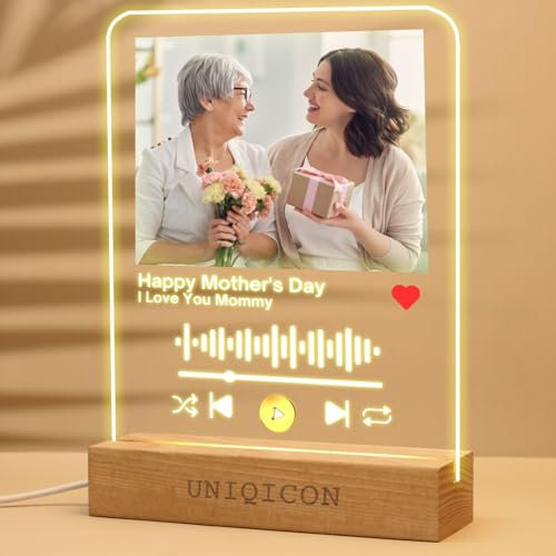uniqicon Spotify Bild Personalisiert,Spotify Glas,Personalisierte Acryl Spotify Plakette,Personalisierte Geschenke,Aesthetic Room Décor,Geschenk Für Freundin Partner Freund Paare