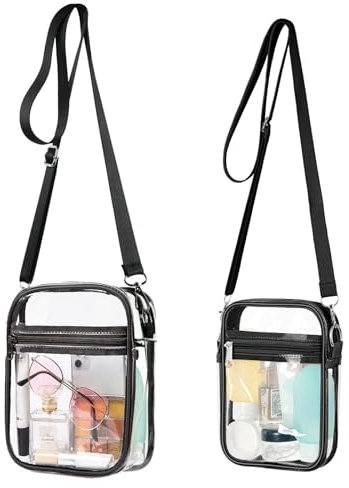 Aucuu Transparente Umhängetasche,PVC Durchsichtige Tasche mit Verstellbarem Riemen,Wasserdichte Durchsichtige Umhängetasche für Konzerte,Sportveranstaltungen,Shopping,Reisen,Großes und Klein