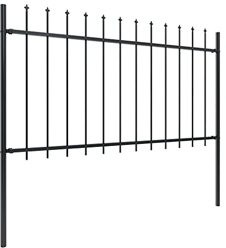 Kangmusi Gartenzaun mit Speerspitzen Stahl 15,3 x 1 m Schwarz, Doppelstabmattenzaun,Zaun Komplettset, 277619kangmusi