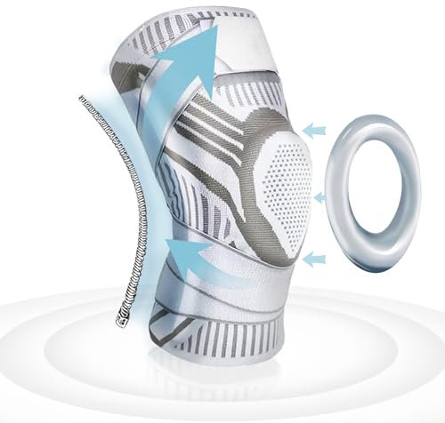 CIYIN Rodilleras Deportes, Rodilleras Menisco y Ligamento, Rodillera Compresión Ajustable, Rodillera Rotuliana Estabilizadora, Rodilleras Soporte, Rodillera Blanca,1PCS (M)