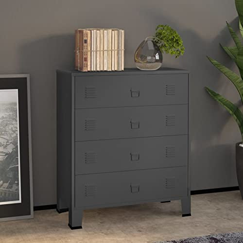 Rantry Industrie-Kommode, Anthrazit, 78 x 40 x 93 cm, aus Metall, Möbel, Truhen und Truhen für den Außenbereich, Aufbewahrungsbox für Garten, Gartengeräte, Hocker für den Außenbereich