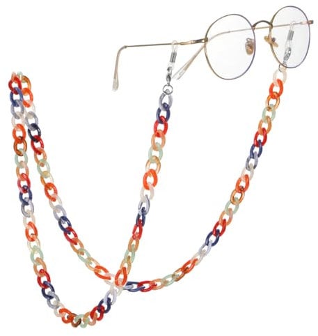 Dreamtimes Correa de cadena para anteojos cordón acrílico para anteojos de sol soporte para collar colorido a la moda anteojos de sol cadena soporte para anteojos cordón (Naranja de colores)