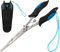 Pince de pêche à long bec en acier inoxydable pour enlever les hameçons, les tresses, les anneaux fendus, les pinces à poisson avec lanière et support de poisson, équipement de pêche à la mouche sur