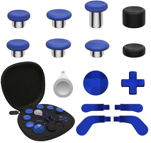 CHARM FOCUS 16-in-1 Metall Analogstick Ersatz Set für Xbox Elite Series 2 – Enthält magnetische Analogsticks, Paddles, Silikonkappen, D-Pads, Einstellwerkzeug (Blau)