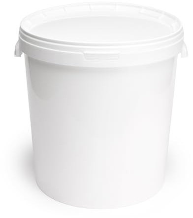 Garronda Eimer mit Deckel 30 L für die Lagerung von Lebensmittel- und Chemischen Produkten Weiß 10 Stück GD-0117