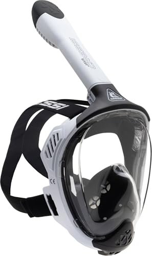 CRESSI Java Full Face Mask White/Black S/M-Vollgesichts Schnorchelmaske, Ultraklare Antibeschlaglinse, 100 % Silikon, Schnorchel Trocken mit Sicherheitsventilen, Weiß/Schwarz, S/M