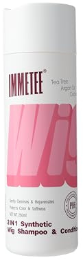 immetee 2-in-1 Shampoo und Conditioner für Perücken, Shampoo für Perücken aus chemischen Fasern, sanfte Reinigung, Verbesserung des Glanzes, 250 ml (PH6)