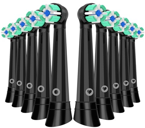 10er Aufsteckbürsten Kompatibel mit Oral B iO 3/4/5/6/7/8/9/10 Zahnbürste Elektrische, IO Zahnbürste Aufsätze Kompatibel mit Oral B, Medium Borsten Für die Zahn- und Zahnfleischpflege (Schwarz)