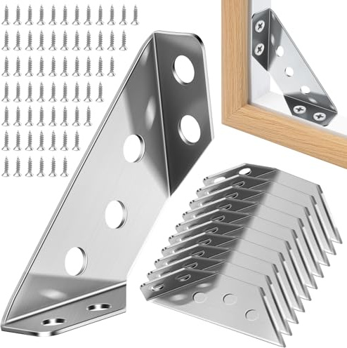 Eckverbinder Metall 13Stück Edelstahl Eckwinkel Dreiecksstütze mit Schraube | Möbelwinke Eckverbinder für Betten Tische Stühle Schränke und Andere Holzmöbel