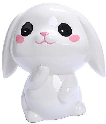 Sparschwein Aus mit Hasenmotiv, Porzellan Spardose, Kleine Skulptur, Kaninchen Statue, Münzspardose für Erwachsene, Kinder, Kinderzimmer, Stil a