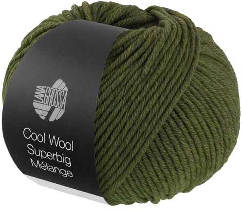LANA GROSSA Meilenweit Superbig Melange | Extrafeine Merinowolle, waschmaschinenfest und filzfrei | Handstrickgarn aus 100% Schurwolle (extrafine) | 50g Wolle zum Stricken & Häkeln | 80m Garn FB 212