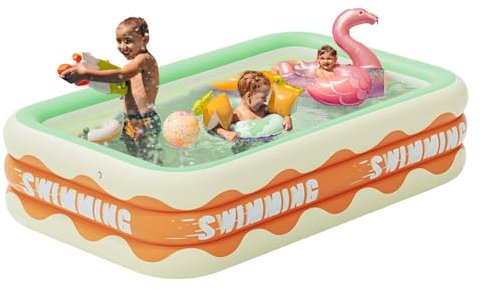 Inflatable Pool Rectangular Family Pool Swimming Pool Family Swimming Pool Paddling Pool Large for Children and Adults Summer Party