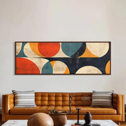 Großes Mid-Century Modern Wandkunst-Leinwandbild, Vintage-Poster, Bauhaus-Druck, breites Panorama für Wohnzimmer, 70 x 210 cm, ohne Rahmen