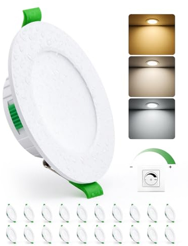 HOMEOW 20er Set LED Einbaustrahler 230V Dimmbar 68mm – 90mm Lochmaß | 5W LED Spots 230V Warmweiß Neutralweiß Kaltweiß, Einbauleuchten Deckenspots Ultra Flach IP44 für Bad
